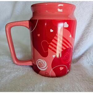 2022 Edible Valentine's Day Ceramic Coffee Mug Large Red & Pink Hearts 5.5" 28oz